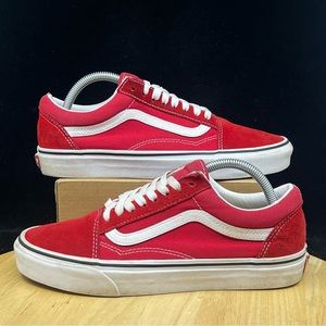 Vans Men's 500714 Old Skool Canvas Low Athletic Skate Shoe Red White Size 8